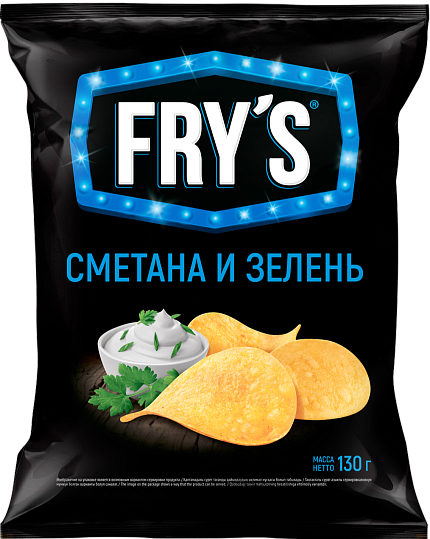 Чипсы из натурального картофеля «FRY’S» со вкусом «Сметана с зеленью» 130г